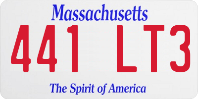 MA license plate 441LT3
