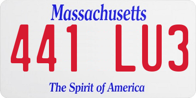 MA license plate 441LU3