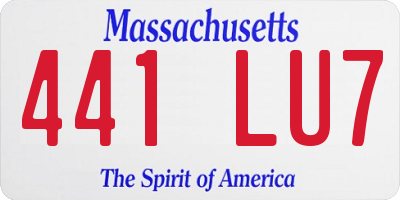 MA license plate 441LU7