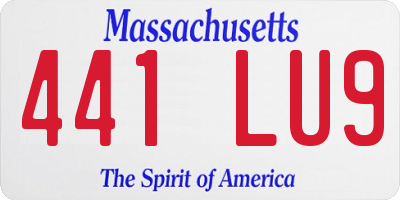 MA license plate 441LU9