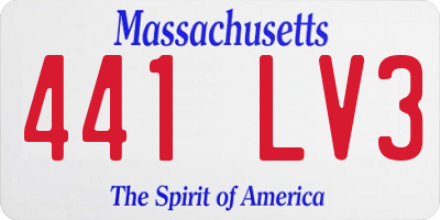 MA license plate 441LV3