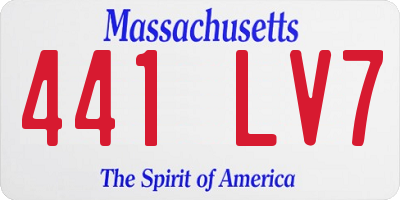 MA license plate 441LV7