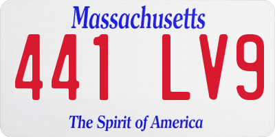 MA license plate 441LV9
