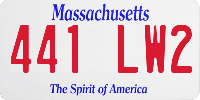 MA license plate 441LW2