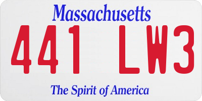 MA license plate 441LW3