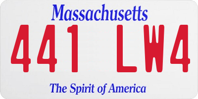 MA license plate 441LW4