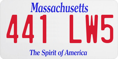 MA license plate 441LW5