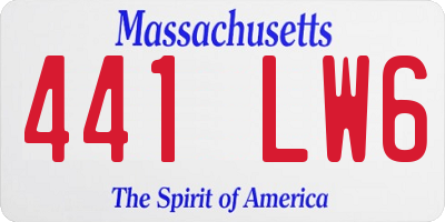 MA license plate 441LW6
