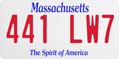 MA license plate 441LW7