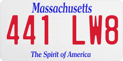 MA license plate 441LW8
