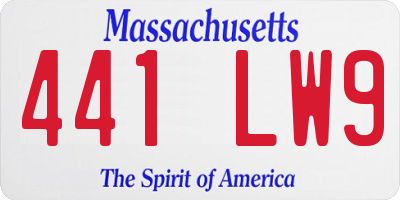 MA license plate 441LW9