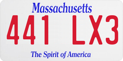 MA license plate 441LX3