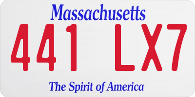 MA license plate 441LX7