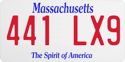 MA license plate 441LX9