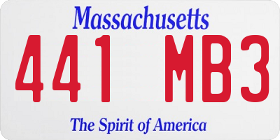 MA license plate 441MB3
