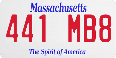 MA license plate 441MB8