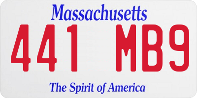 MA license plate 441MB9
