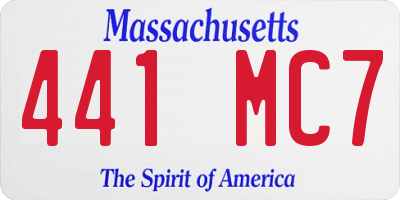 MA license plate 441MC7