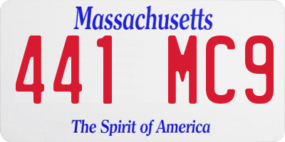 MA license plate 441MC9