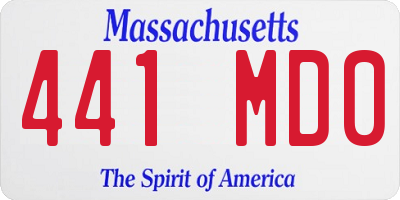 MA license plate 441MD0