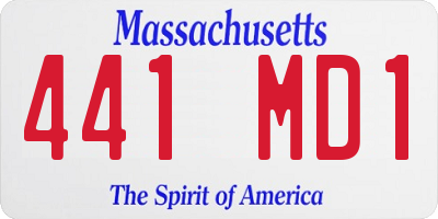 MA license plate 441MD1
