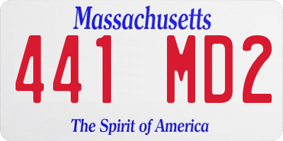 MA license plate 441MD2