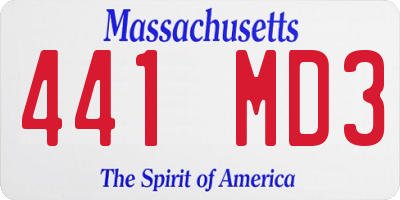MA license plate 441MD3