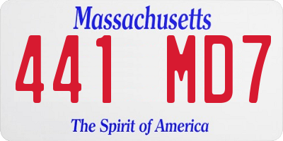 MA license plate 441MD7