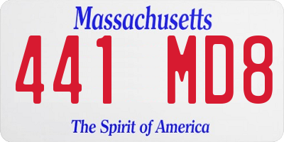 MA license plate 441MD8
