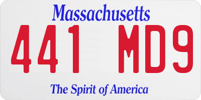 MA license plate 441MD9