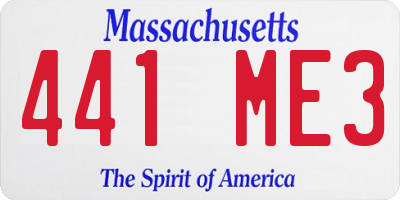 MA license plate 441ME3