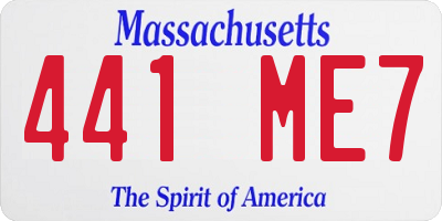MA license plate 441ME7
