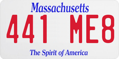 MA license plate 441ME8