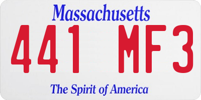 MA license plate 441MF3