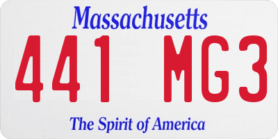 MA license plate 441MG3