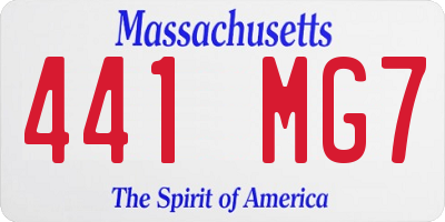 MA license plate 441MG7