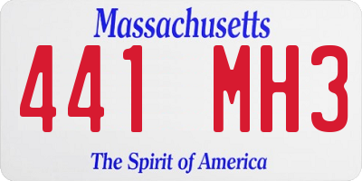 MA license plate 441MH3