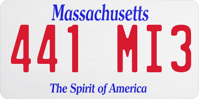 MA license plate 441MI3