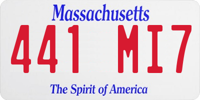 MA license plate 441MI7