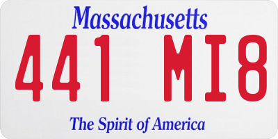 MA license plate 441MI8