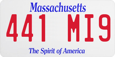 MA license plate 441MI9