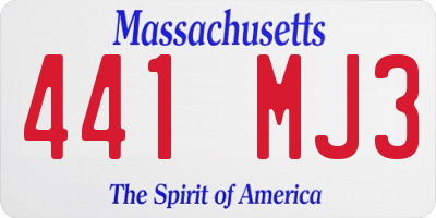 MA license plate 441MJ3