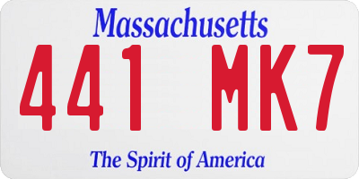 MA license plate 441MK7