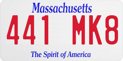 MA license plate 441MK8