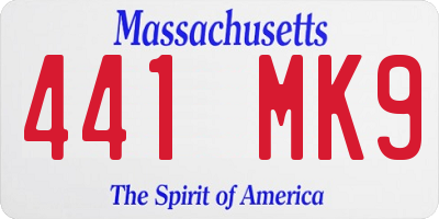 MA license plate 441MK9