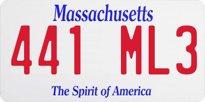 MA license plate 441ML3