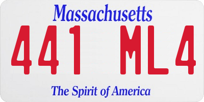 MA license plate 441ML4