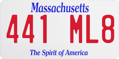 MA license plate 441ML8