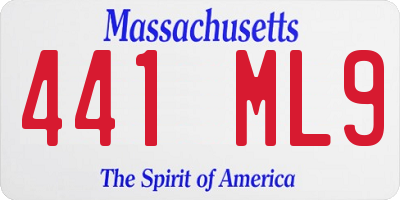 MA license plate 441ML9