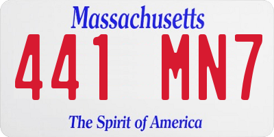 MA license plate 441MN7